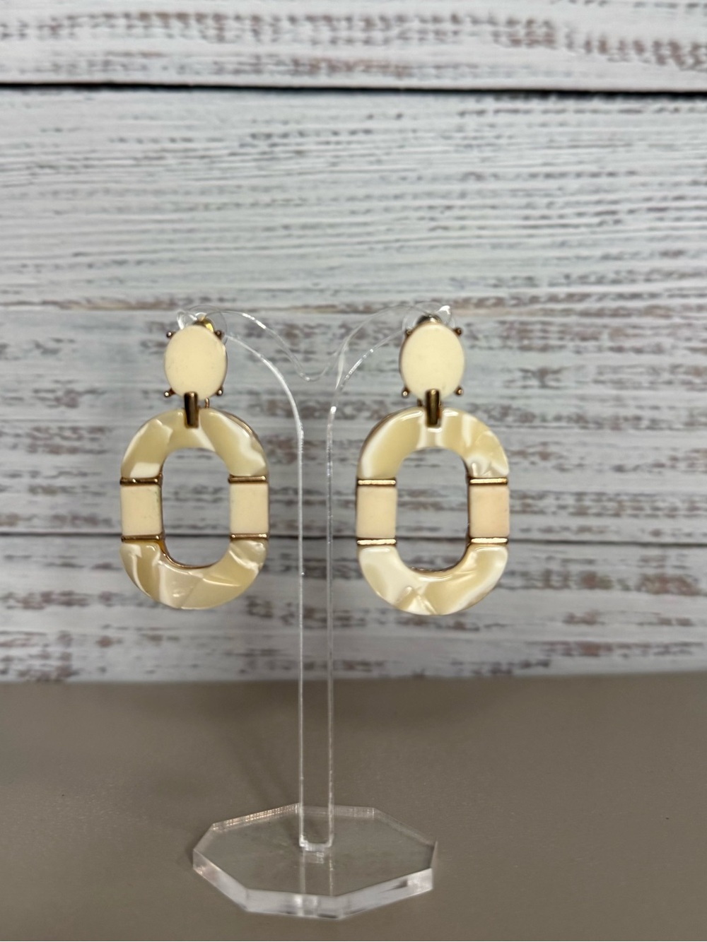 Cream Oval Link Drop Earrings  bought from Pulse Boutique